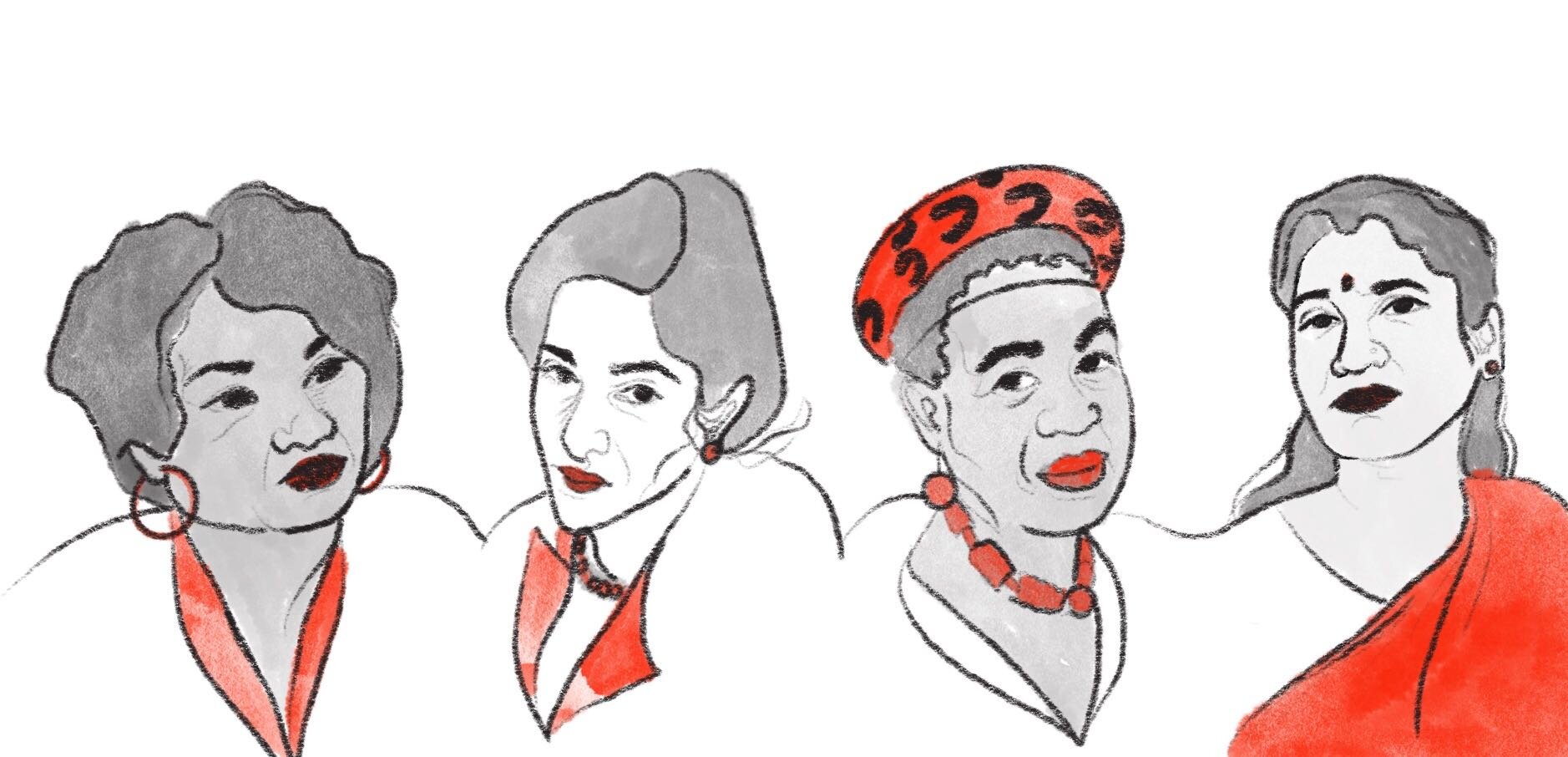 Process sketch of the women being recognized