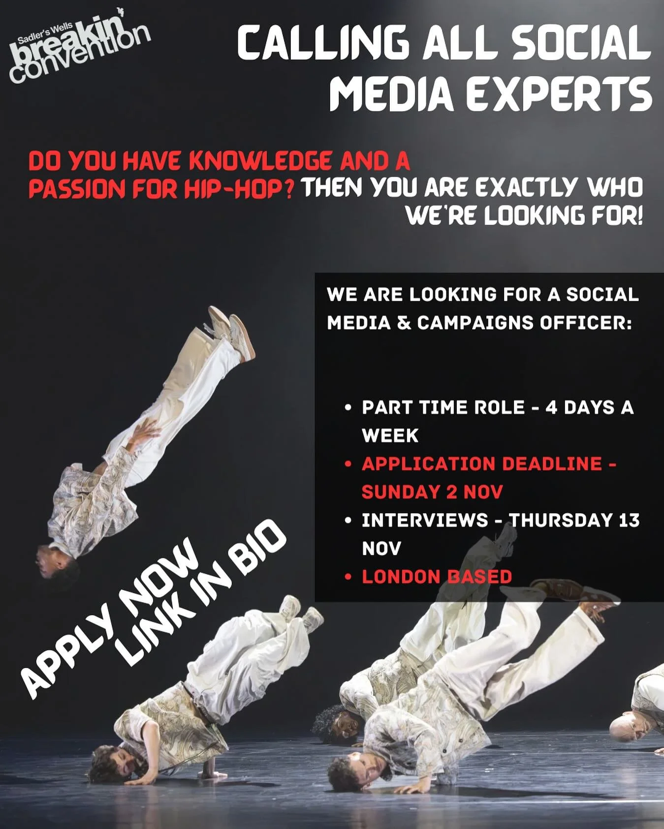 JOIN OUR TEAM🧑&zwj;💻

Ready to embark on a new creative journey? We are currently hiring for a new Social Media &amp; Campaigns Officer to join our vibrant team💥 

📆Applications close - Sunday 2 Nov
📝Interviews - Thursday 13 Nov

APPLY NOW VIA L