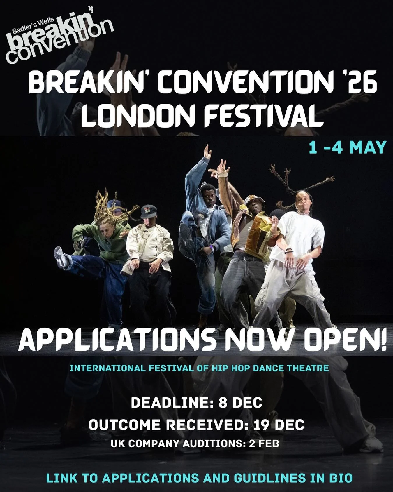 💥 We are back for another year of straight up fire and vibes with our 2026 London Festival!💥

Applications for our annual international festival of hip hop dance theatre are now open! Apply now via the link in our bio💫

Breakin&rsquo; Convention F