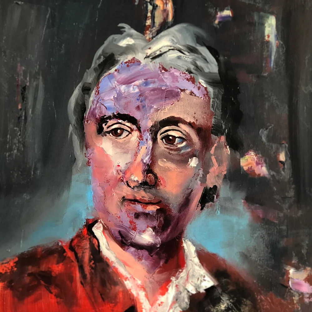 Denis Diderot, 2018 Oil on Paper 28x28cm (Available for Sale)