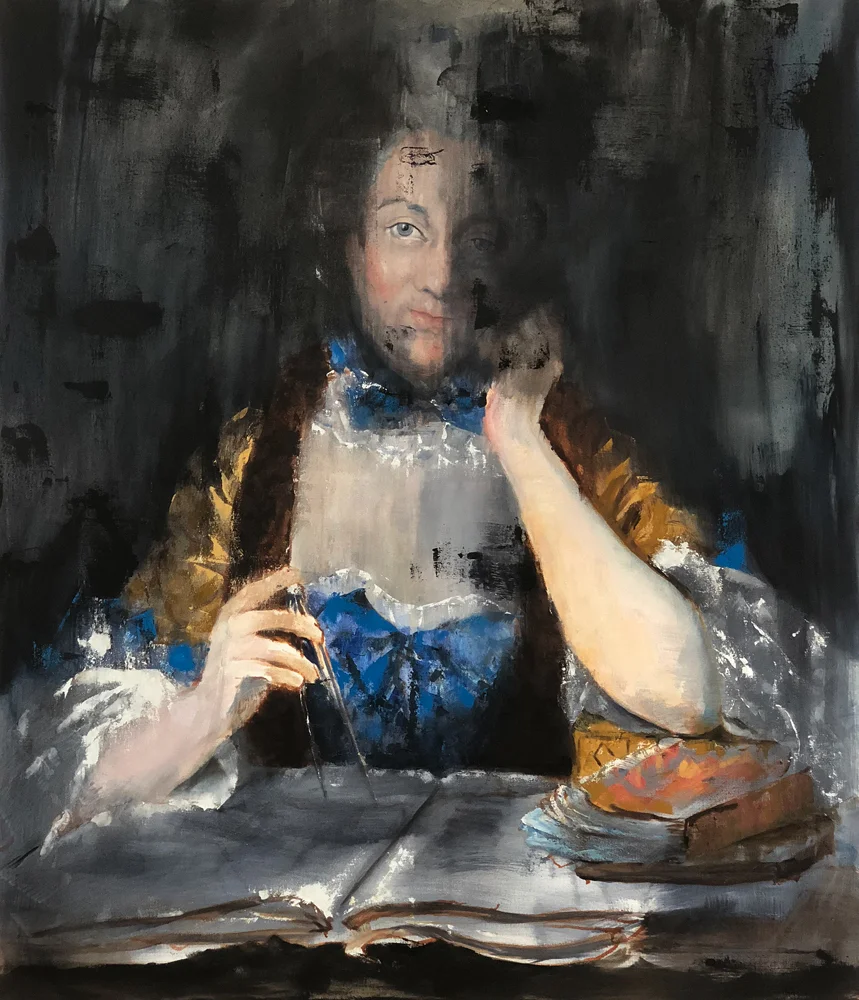 Émilie du Châtelet, 2018 Oil on Canvas 109x91cm (Available for Sale)