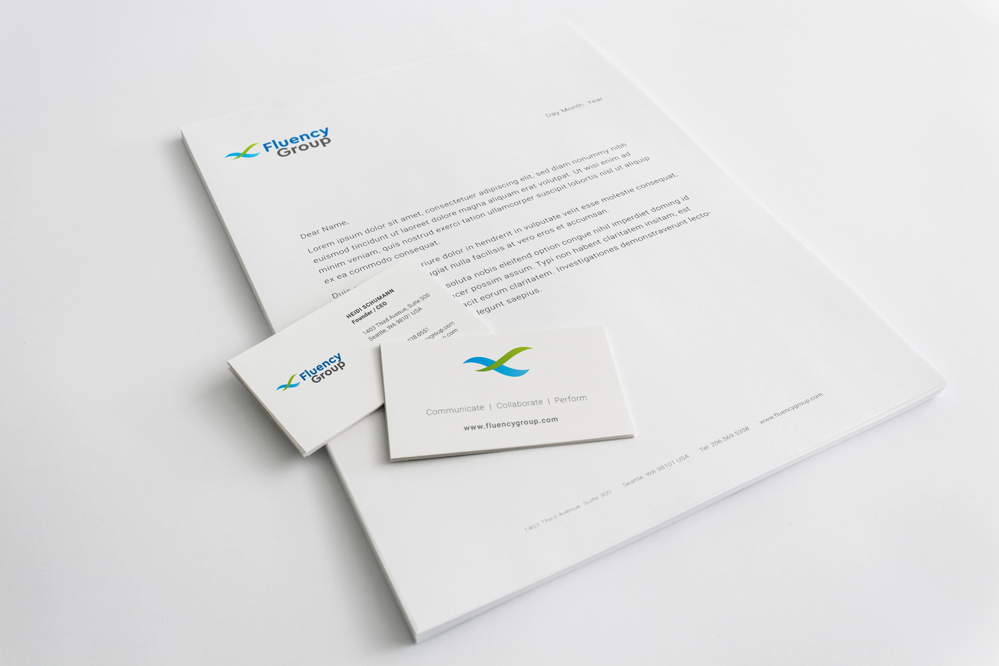 Fluency Group Letterhead & Business Cards