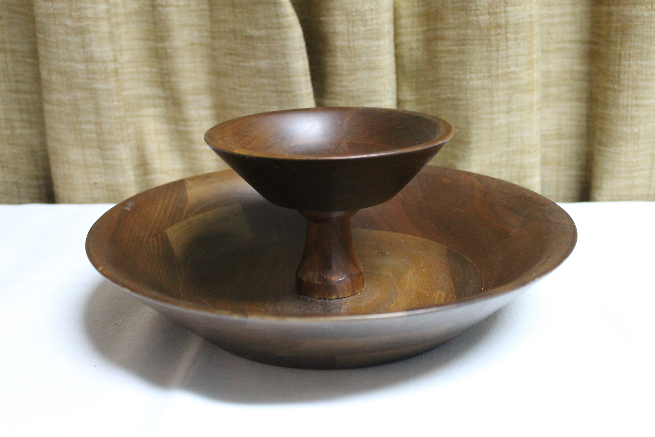 Two Tier Wooden Bowl