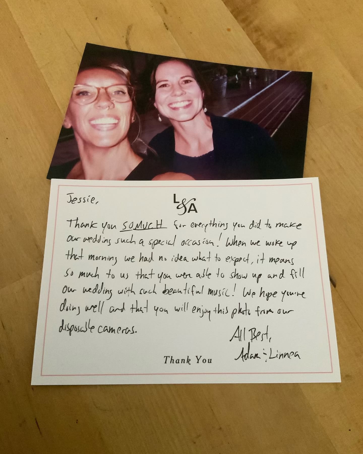 You&rsquo;re so welcome Adam and Linnea! 🤍💍💒🎵 #restorationhotelwedding #hurricanewedding #helenewedding #ncweddingharpist #ashevilleweddingharpist #ashevilleweddingmusician #jessieandtheharp #haveharpwilltravel