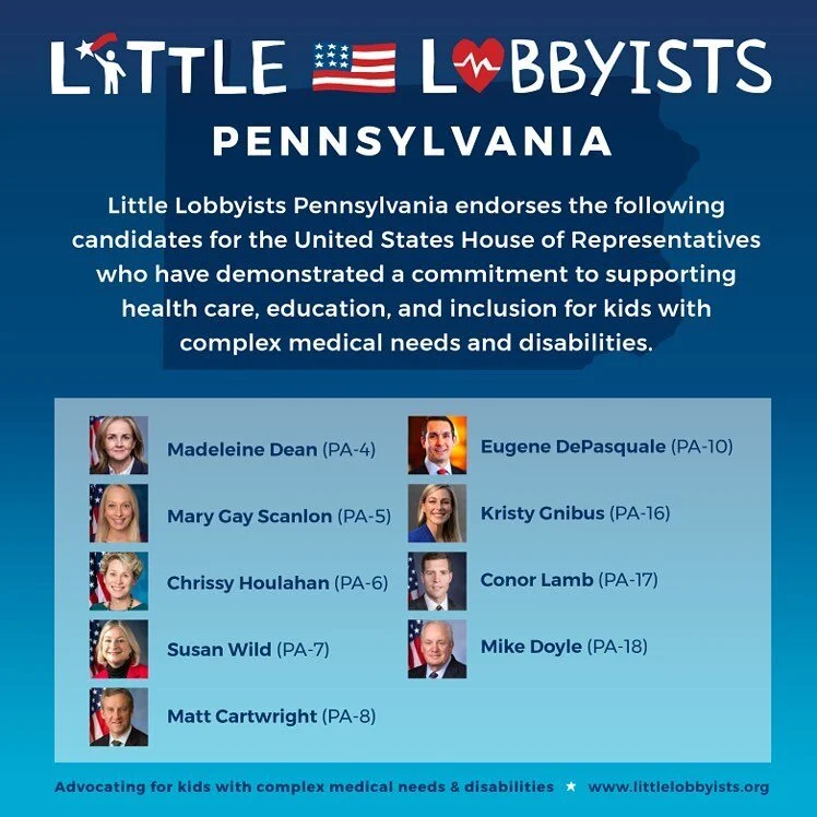 Thank you to @LittleLobbyists Pennsylvania for endorsing me! Excited to be amongst great company. 

I will continue fighting to ensure that children with complex medical needs or disabilities can not just survive &mdash; but thrive, with affordable h