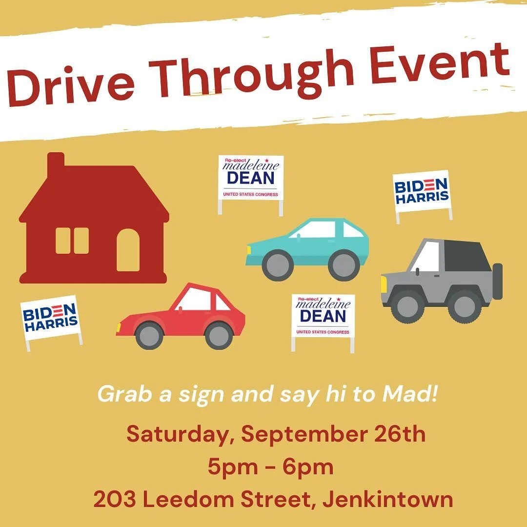 Looking a socially-distanced Saturday afternoon activity? 

Drive by our campaign office today from 5-6pm in Jenkintown to pick up a Mad4PA and BidenHarris yard sign and say hi!