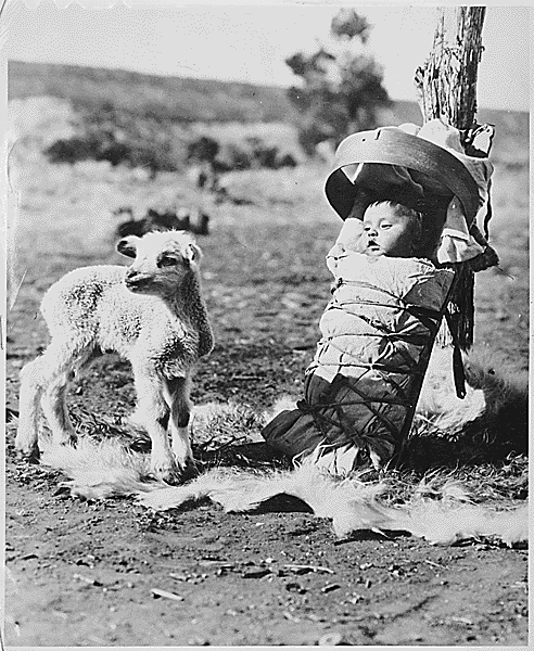 Navajo Cradleboard with Child, 1936