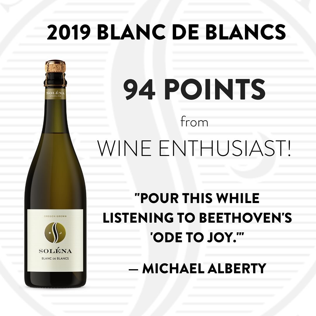 We have news worth celebrating! 🥂

Our 2019 Blanc de Blancs was awarded 94 Points by Wine Enthusiast!

Michael Alberty had this to say; &quot;Two things excite me about this wine&mdash;its searing acidity and an aroma similar to Oregon white truffle