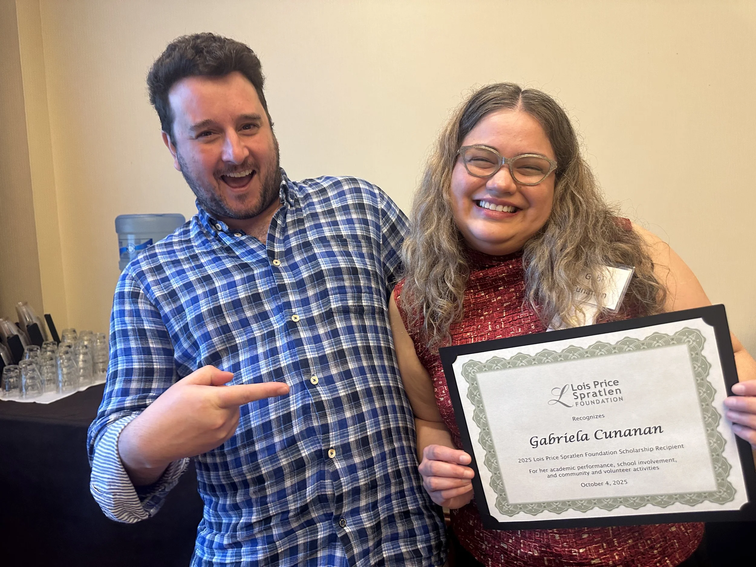 Christopher Rosenlof with 2025 scholarship recipient Gabi Cunanan