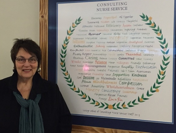 Words Live: a Values Installation. This piece was created to serve as a visual inspiration created from the living words and qualities of each individual nurse.