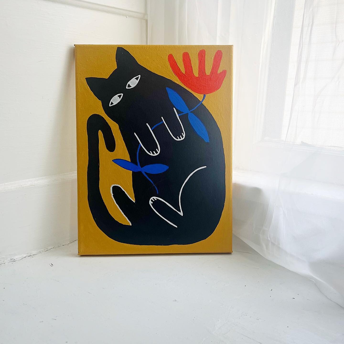 black cat ✨ 

#catart #blackcatsofinstagram #blackcat #painter #acrylic #florals #abstract #designer #pattern #color #mustard #cats #artprints #canvas #painting #graphicdesign