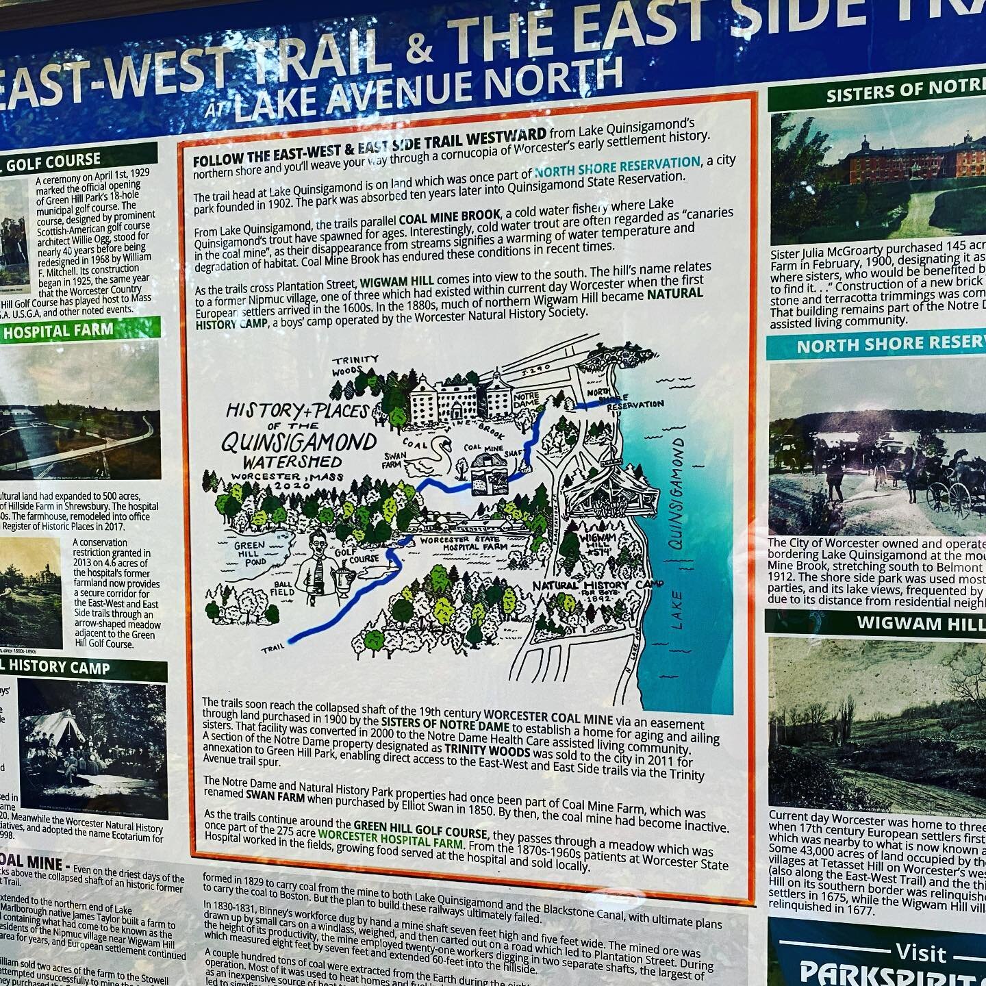 There is a lot of art happening on the East-West Trail this weekend! Yesterday one of the new informational/directional kiosks was installed at Lake Ave N featuring a custom historical feature map by @lalapants and today @eamontron is working on a mu