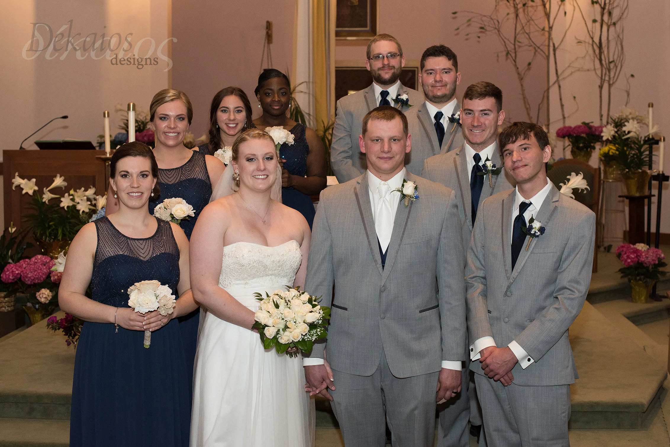 The wedding party at the Church.