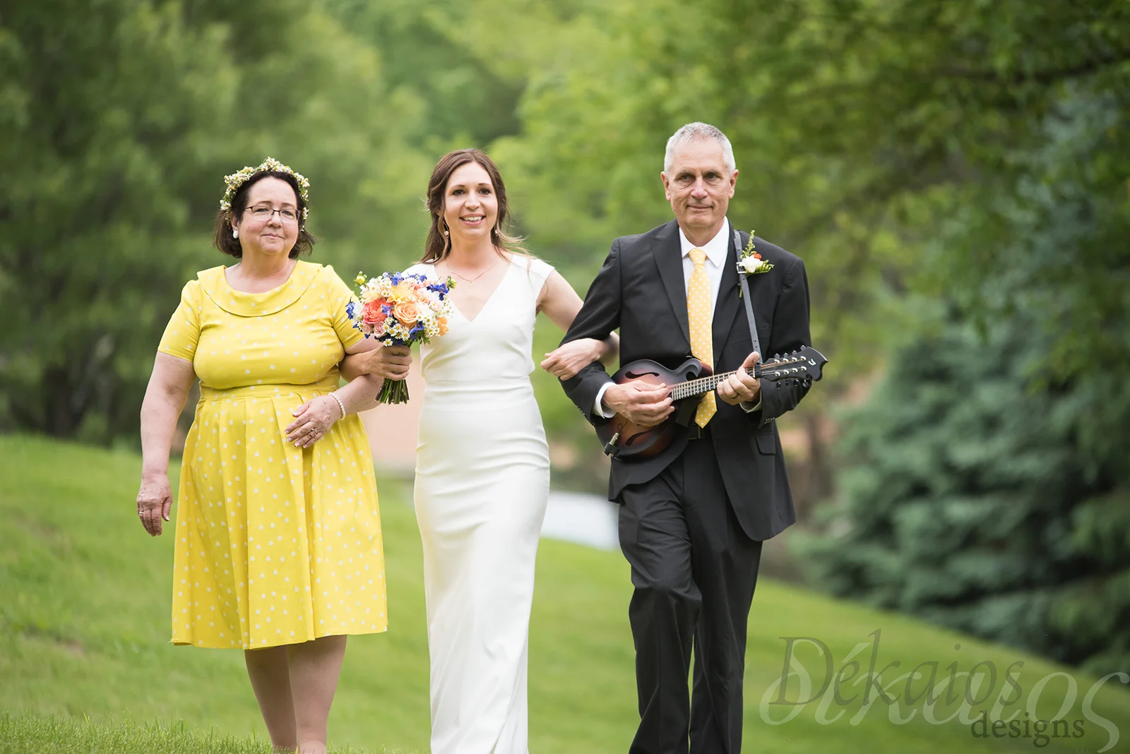 Dad played the mandolin as they walked up the isle.