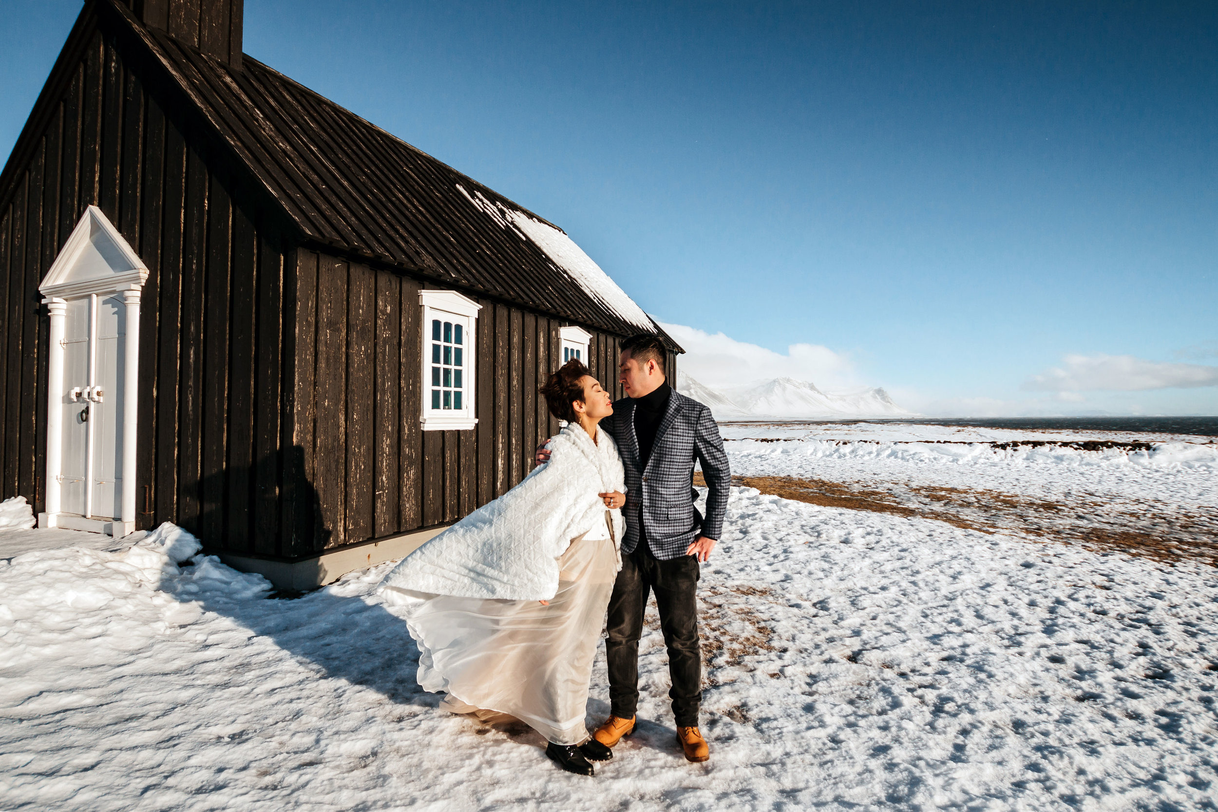Iceland Elopement Photographer Búðir Wedding Black Church Snaefellsnes Peninsula bridal portrait