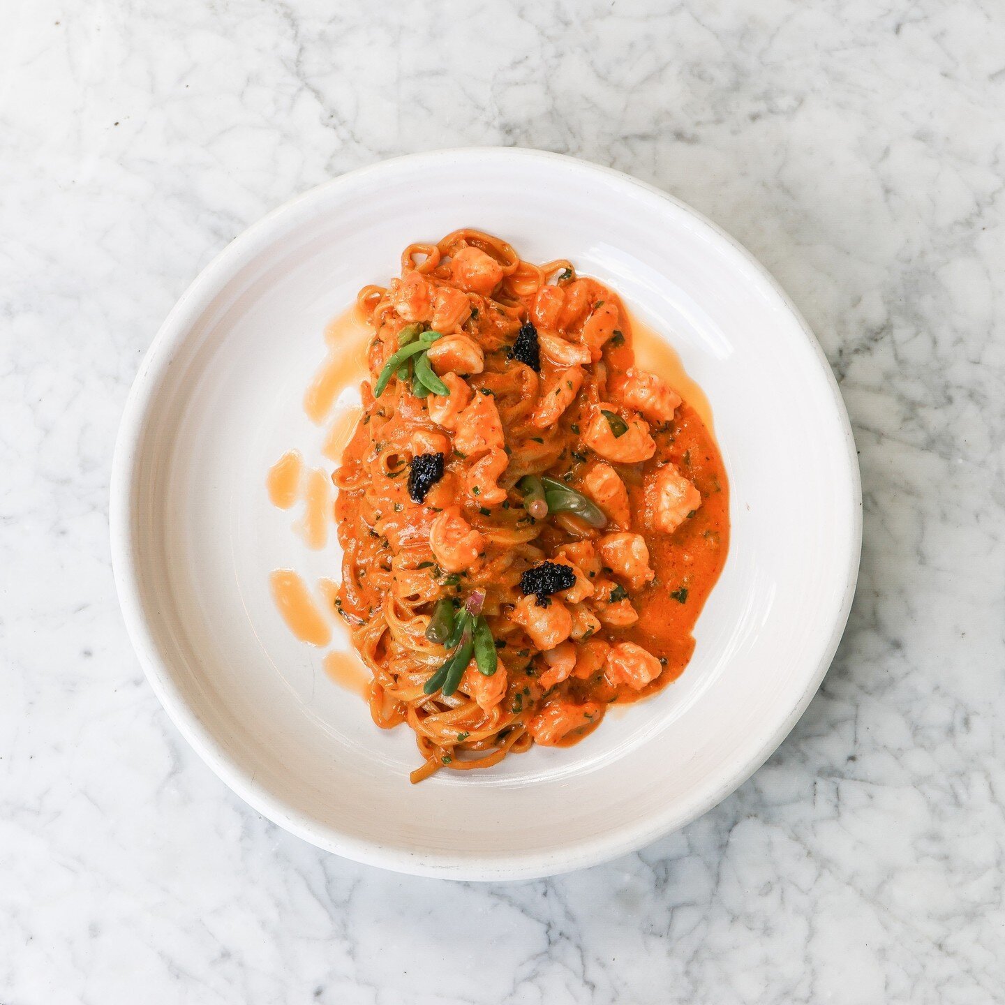 Prawn Linguine 🍤⁠
⁠
Prawn bisque, chilli, karkalla + lumpfish caviar. ⁠
⁠
See you this week for lunch or dinner.