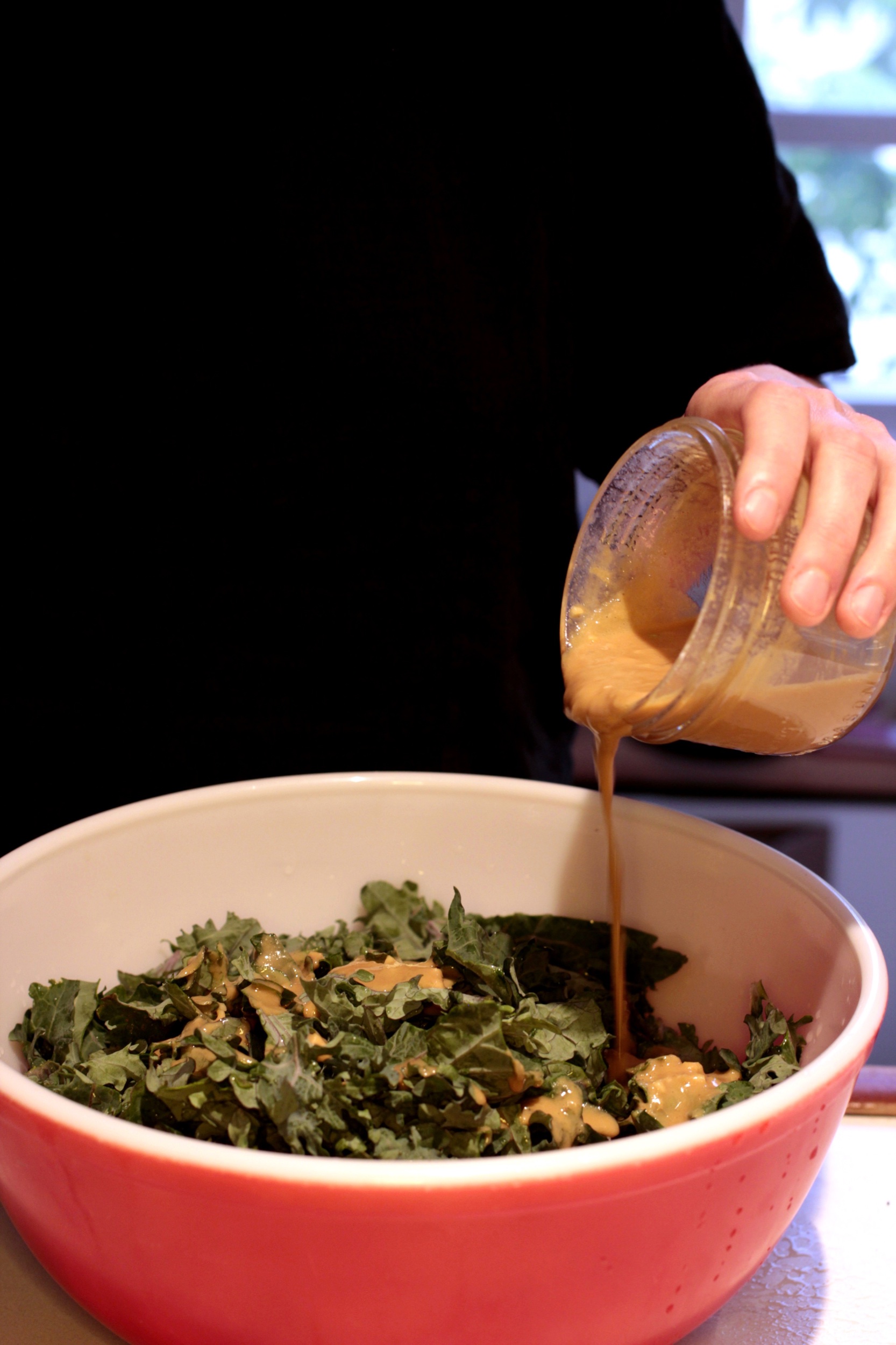 Pouring the Dressing