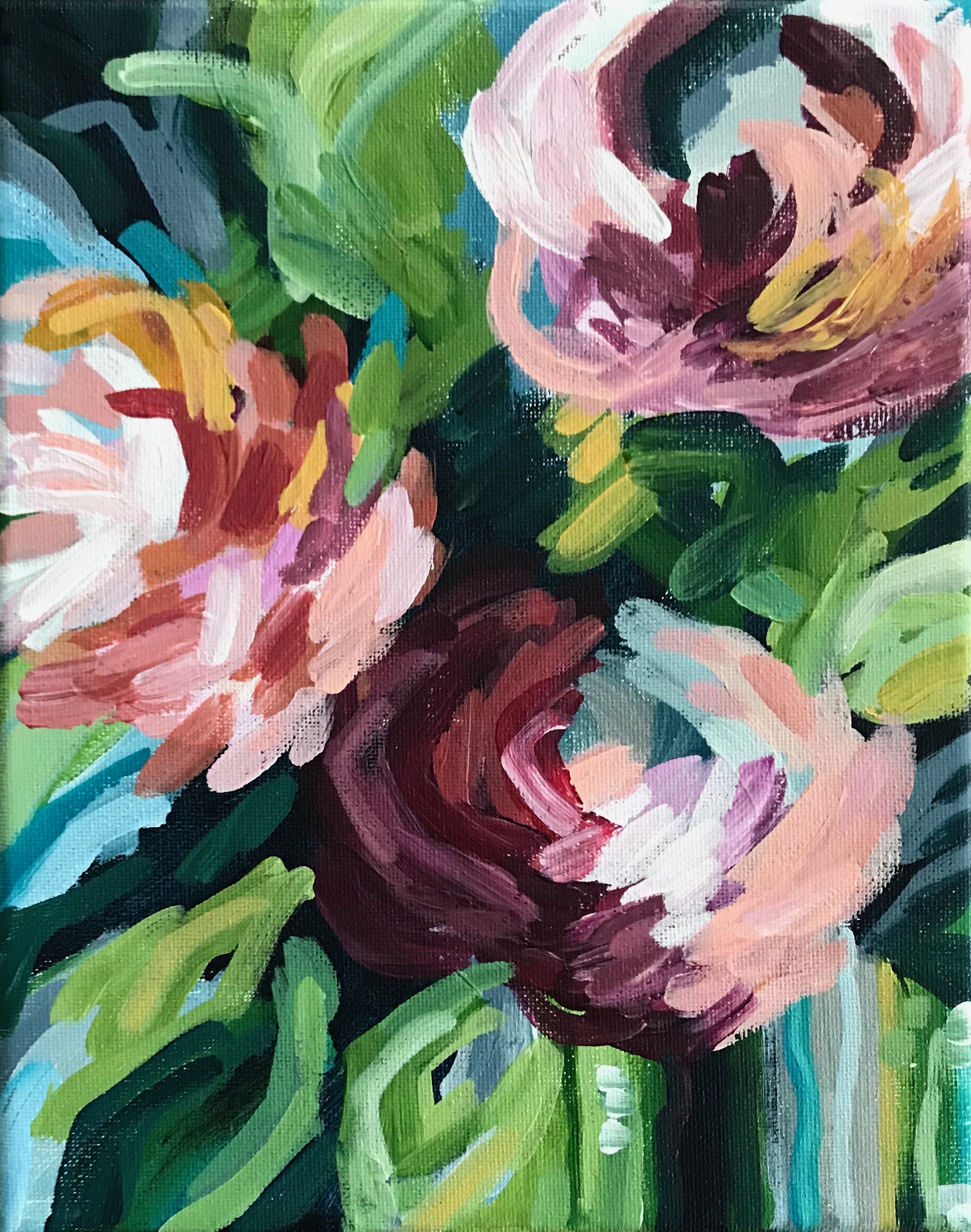 How to Paint Modern Abstract Flowers: Acrylic Painting for Beginners