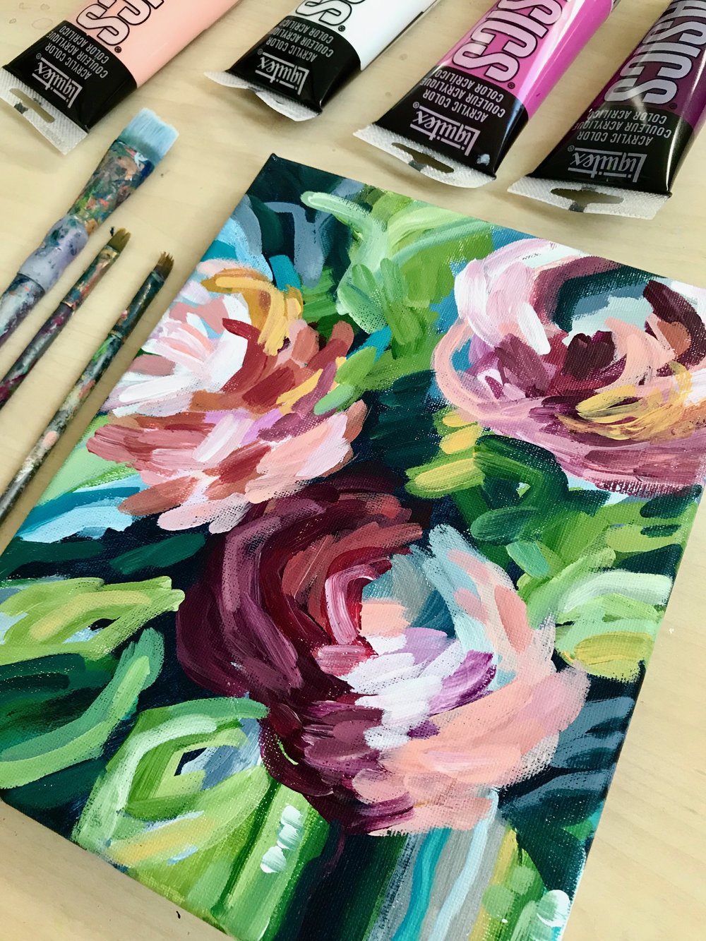 Learn How To Paint Abstract Flowers On Canvas With Acrylic Paint Easy To Follow Step By Step Elle Byers Art Have simple objects, like flowers or nature on your paper. elle byers art