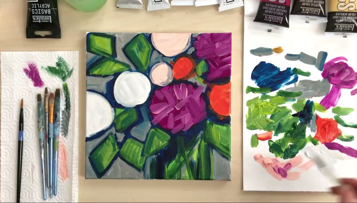 How To Paint Easy Abstract Flowers On Canvas With Acrylic Paint