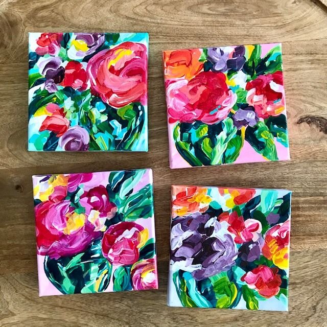 Abstract Flowers Acrylic Painting Tutorials For Beginners Step By Elle Byers Art - Acrylic Painting Beginners Flowers