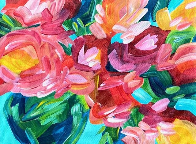 Learn How To Paint Abstract Flowers On Canvas With Acrylic Easy Follow Step By Elle Byers Art - Beginners Acrylic Painting Abstract Flowers In A Vase