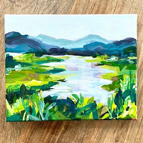 Abstract Landscape Study with Acrylic Paint  Trying to Loosen Up and  Simplify the Landscape — Elle Byers Art