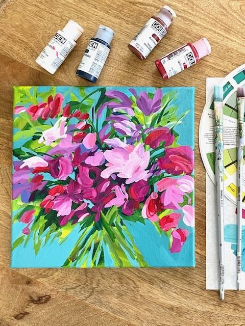 Learn How to Paint a Loose Floral Bouquet with Acrylic Paint