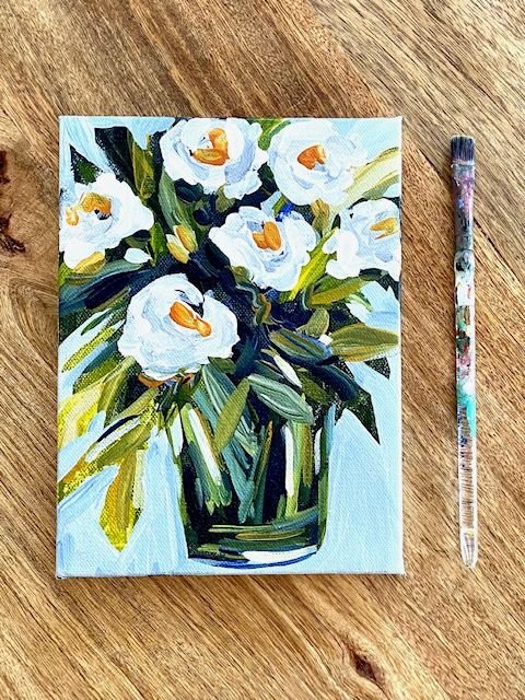 sælger svindler forvisning White Flowers in a Vase — Elle Byers Art