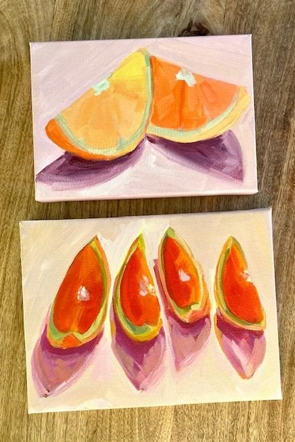 Orange Slices Still Life Painting Tutorial with Acrylic Paint Step by Step  — Elle Byers Art