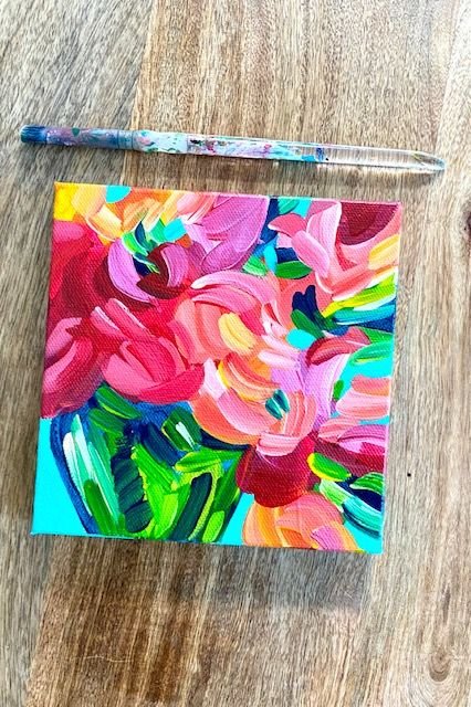 How to paint flowers from imagination with acrylic ink on canvas