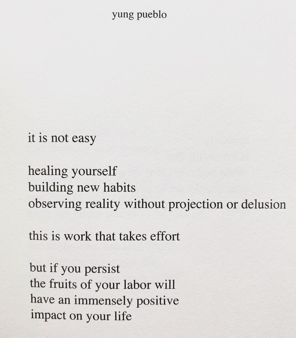 @yung_pueblo 

It&rsquo;s not easy

#Sunlightretreats #mondaymood #sunlightretreatsforsurvivors #sexualassault #sexualassaultawareness #trauma #process #webelieveyou #metoo #healtogether #healingcommunity #youarestrong #youareresilient #monday #youar