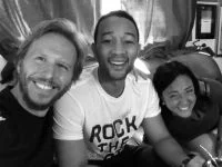 Noel Schajris, John Legend, Claudia Brant-Studio session, Los Angeles
