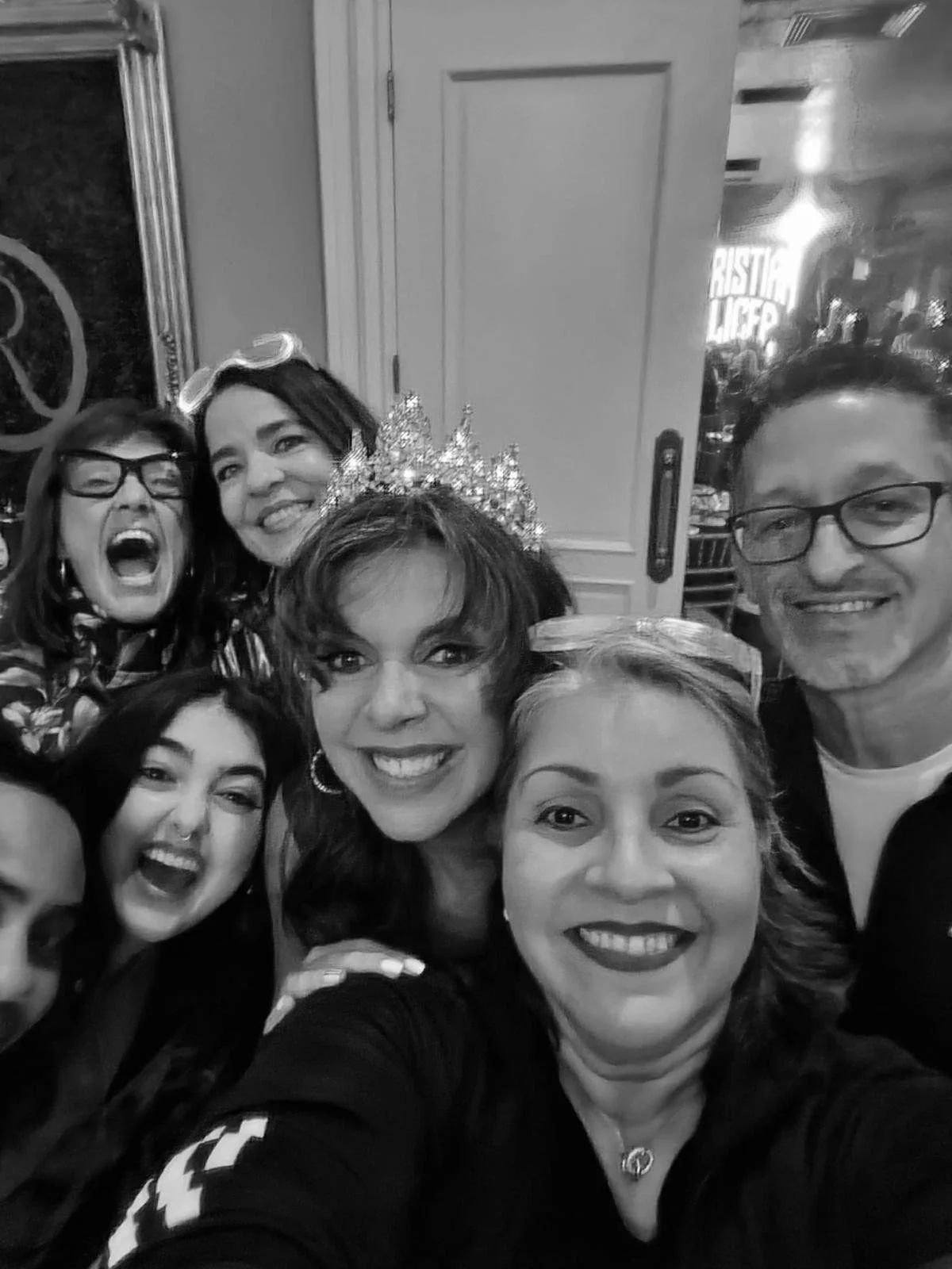Claudia Brant, Alana Rosa Santiago, Nina Lanzilotta, Olga Cardona, and birthday girl Angie Martínez. Miami, September 2026