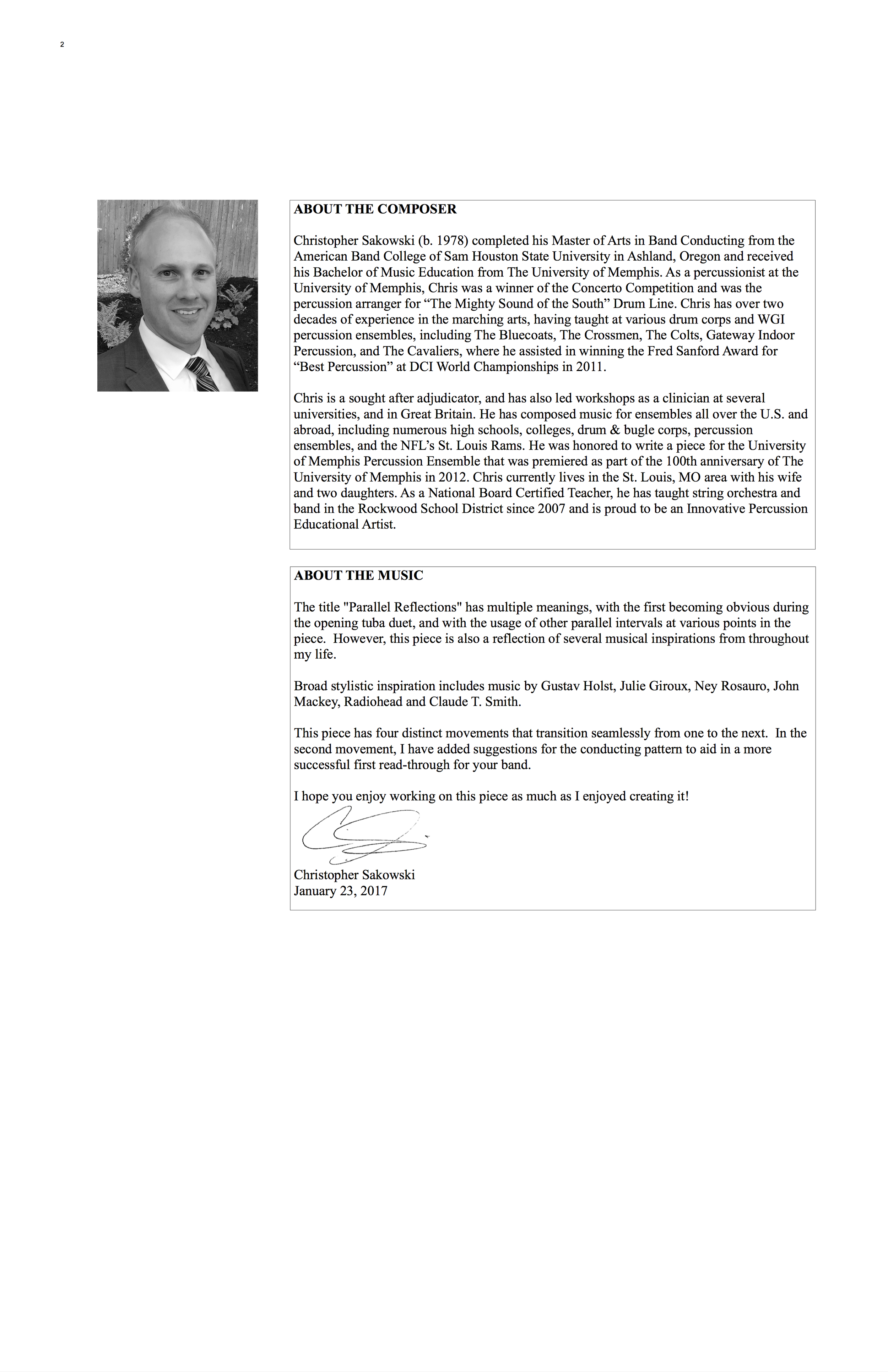 Christopher Sakowski Music Parallel Reflections 2