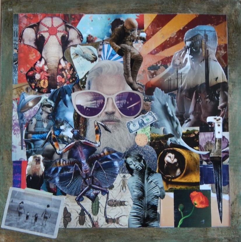 A day in the Life / 24" x 24" Collage on Panel / (SOLD)