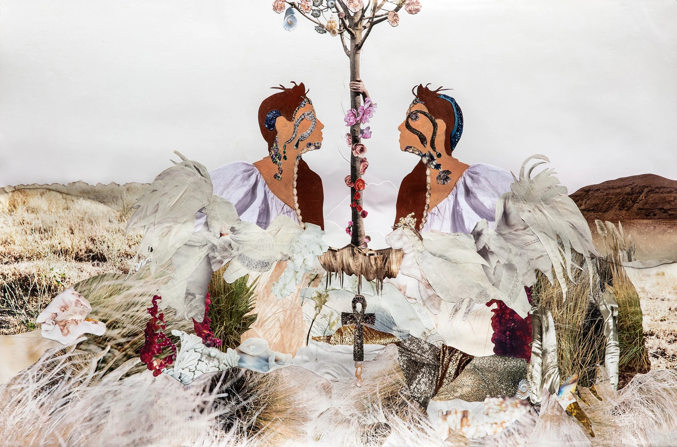  “Spiral Mirror”,  23×35”, collage on paper, 2025 