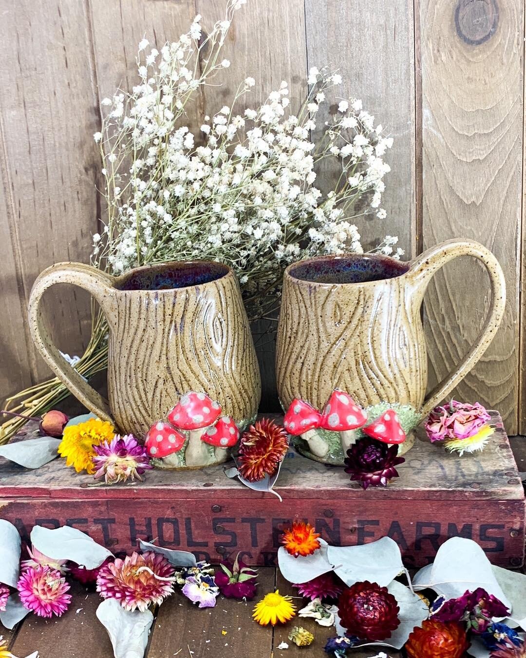 Toadstool mugs are dropping tonight at 7PM EST! 🍄 

#stonewarepottery #witches #mushroomart #ceramics #potterymaking #howiamaco #mushroom #toadstools🍄 #stoneware #makersgonnamake #lifewithceramics #toadstool #madeinohio #ohiomade #artmakescbus #toa