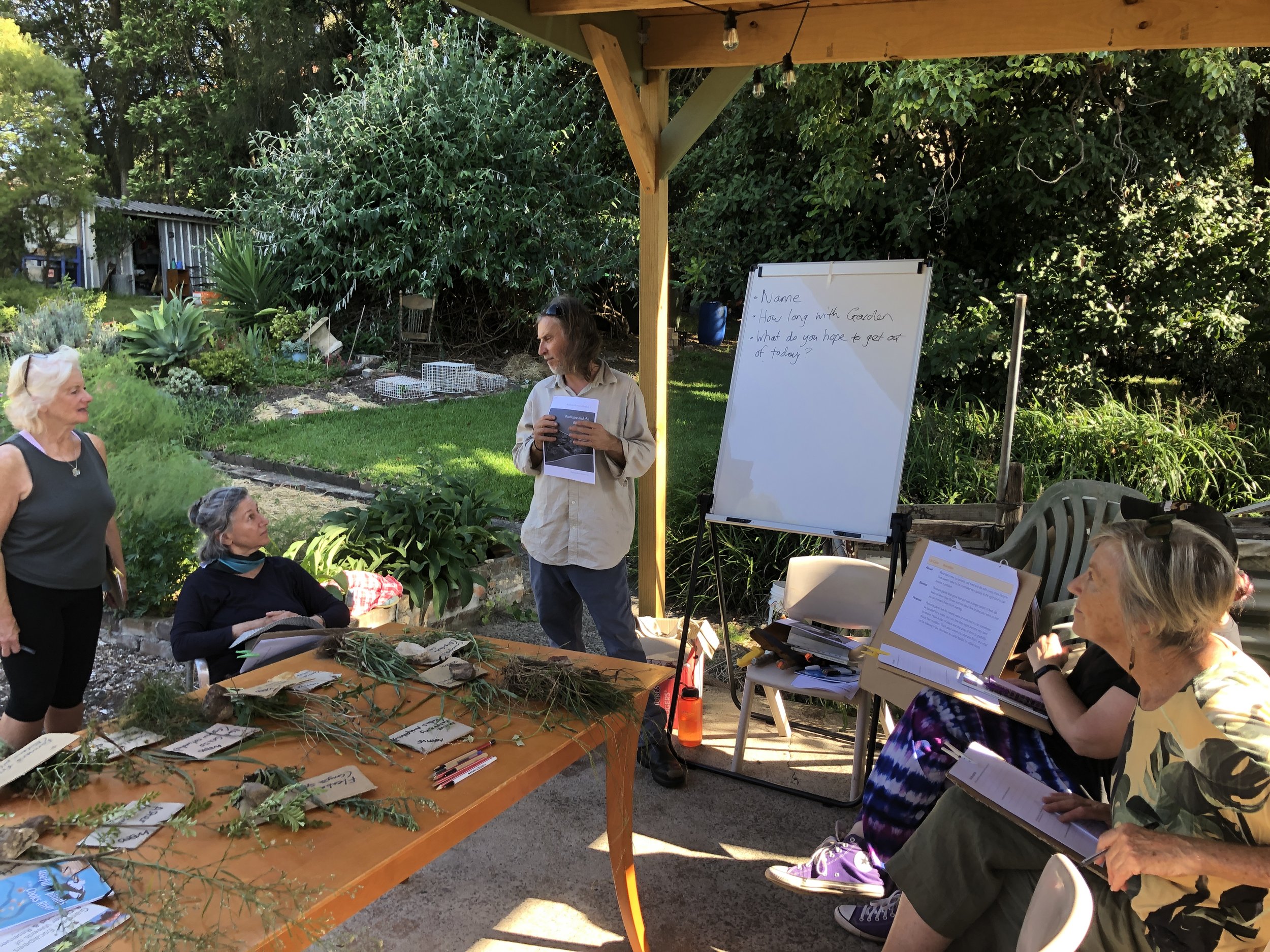 The first workshop was an introduction to bushcare. The space lent itself as an outdoor classroom, providing a direct connection to the garden, while protecting participants from the elements.