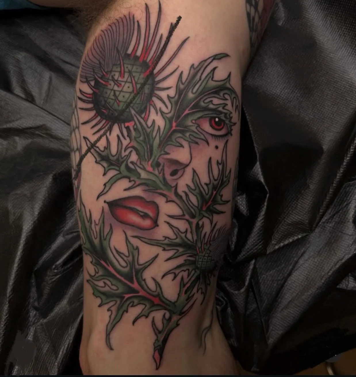Thistle lady born from a rad collaboration between a client and Charles Russ

@charlesrusstattoos has his books open for tattoos for his home base in Seattle, or Portland in May for @voidtattoofest 

Check out his work &amp; Email him directly to boo
