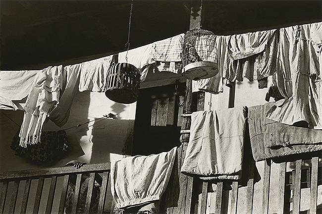  Bhupendra Karia,&nbsp; Birdcage and Saris on Porch, Sankheda, &nbsp;1967 