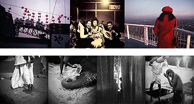 Top: Osamu James Nakagawa, End of Day from Ma –between the past , 2003 -2005 Bottom: Annu Palakunnathu Matthew, Selections from Memories of India , 1998-2012