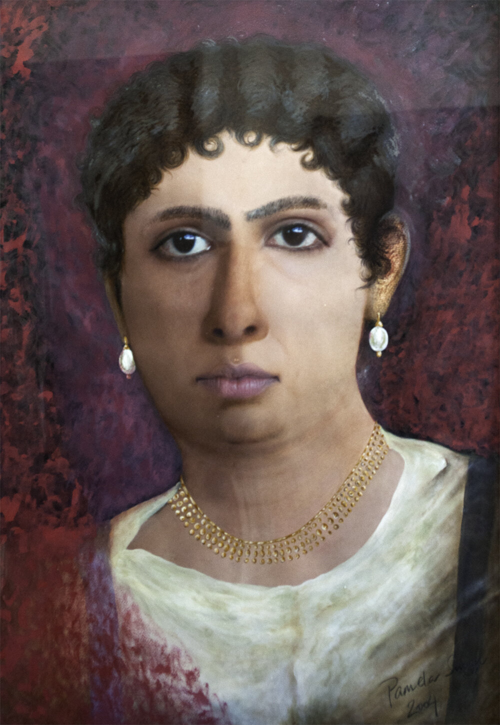  Pamela Singh,  Faiyum Head #7 , 2004. 36 x 47 inches/ 34 x 45 inches. Archival Inkjet Print with Mixed Media (Acrylic &amp; Gold Leaf). 