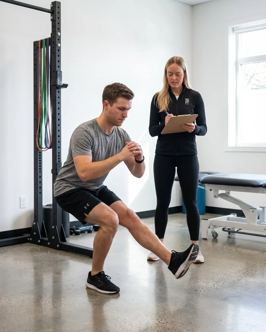 Patient working with a provider at a performance physical therapy clinic in Beaverton