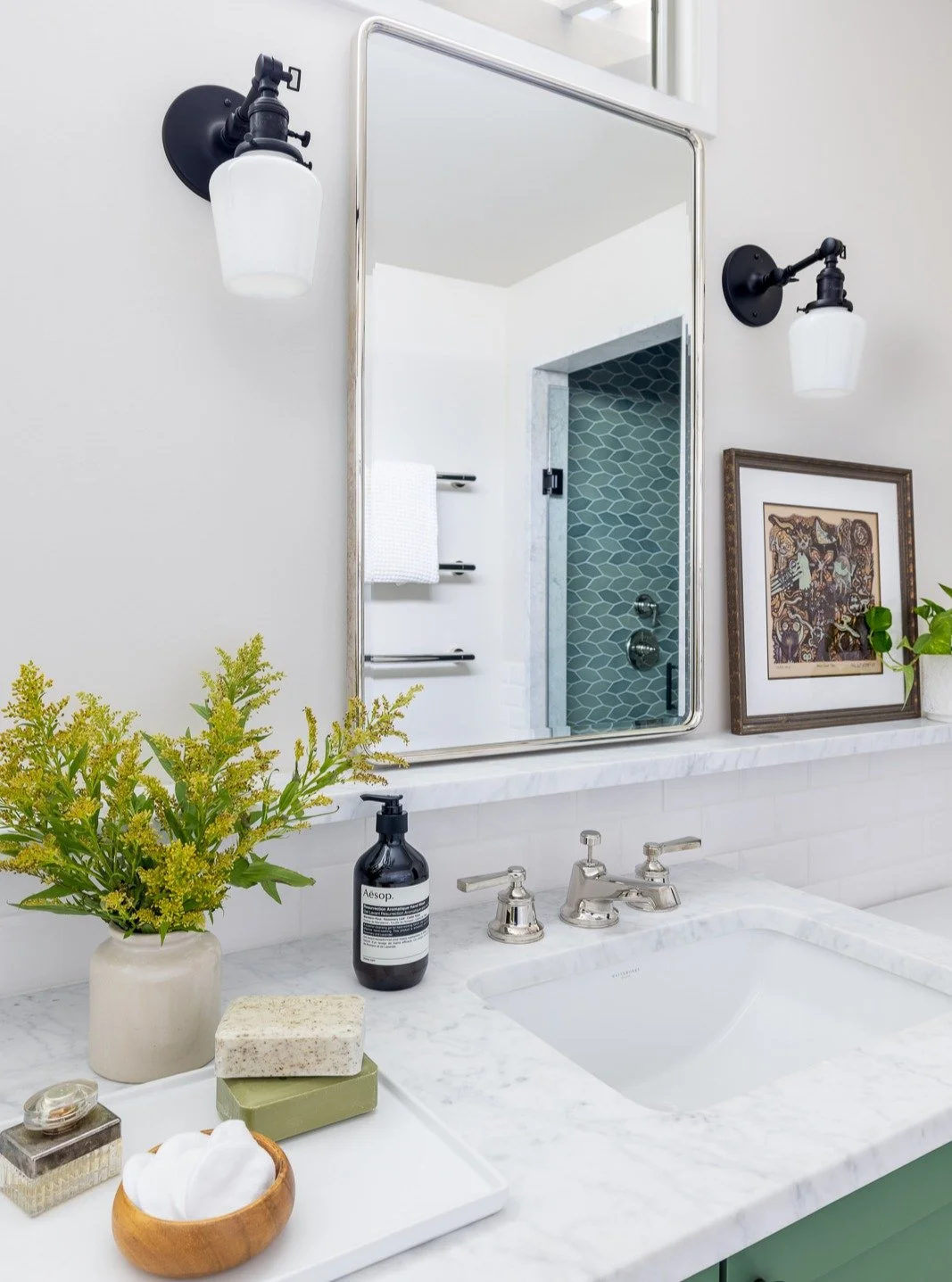 I spy with my little eye... the dreamiest sea green handmade tile! 🌊✨ There's nothing quite like handmade tile to bring soul and character to a space&mdash;those subtle variations and perfectly imperfect details are what give it that beautiful, arti