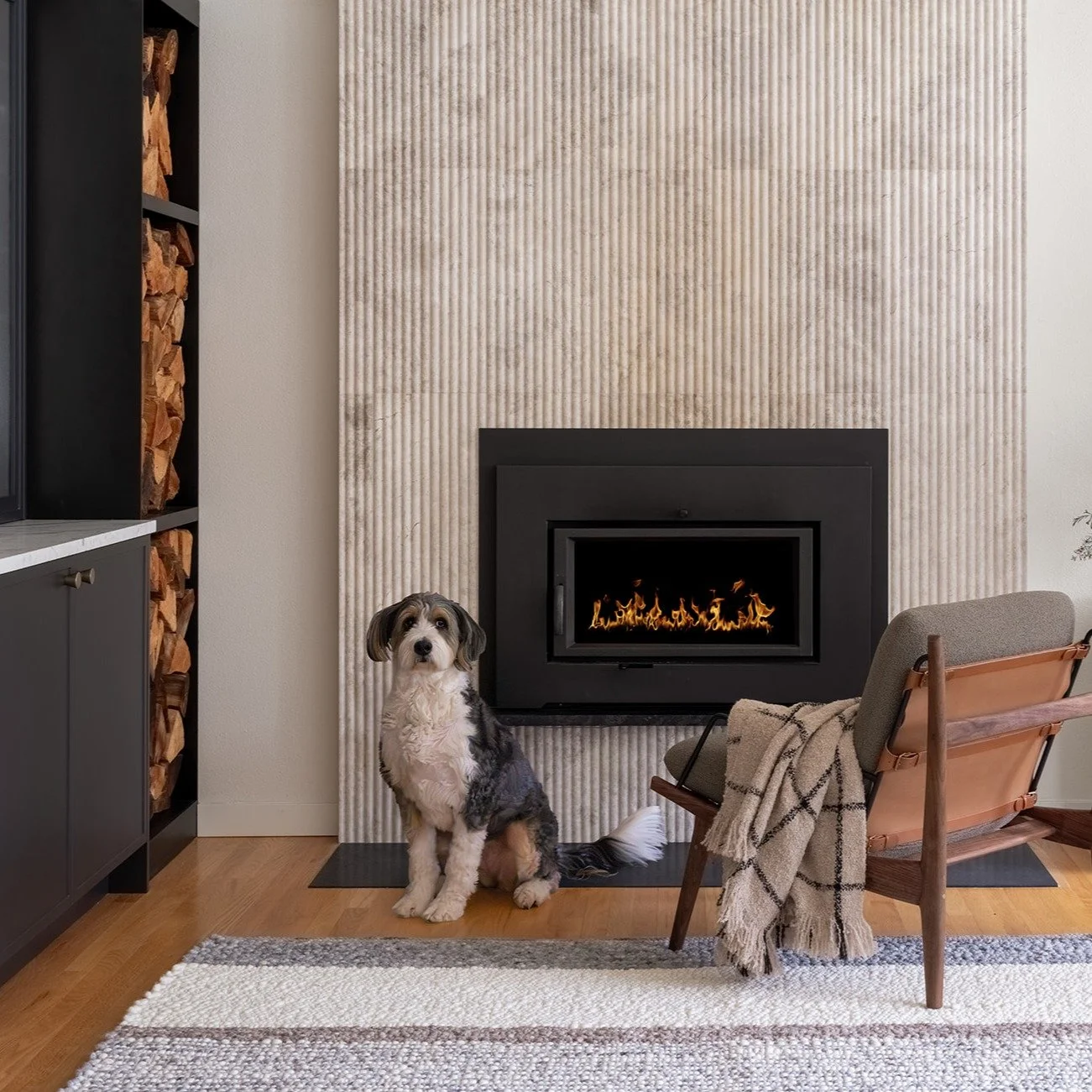 There is nothing like a little puppy love to cozy up a room! We love a photogenic pup, but more importantly, we love designing spaces that actually work for real life. Kids, pets, and spouses can be tough on finishes and furnishings. It's our goal to