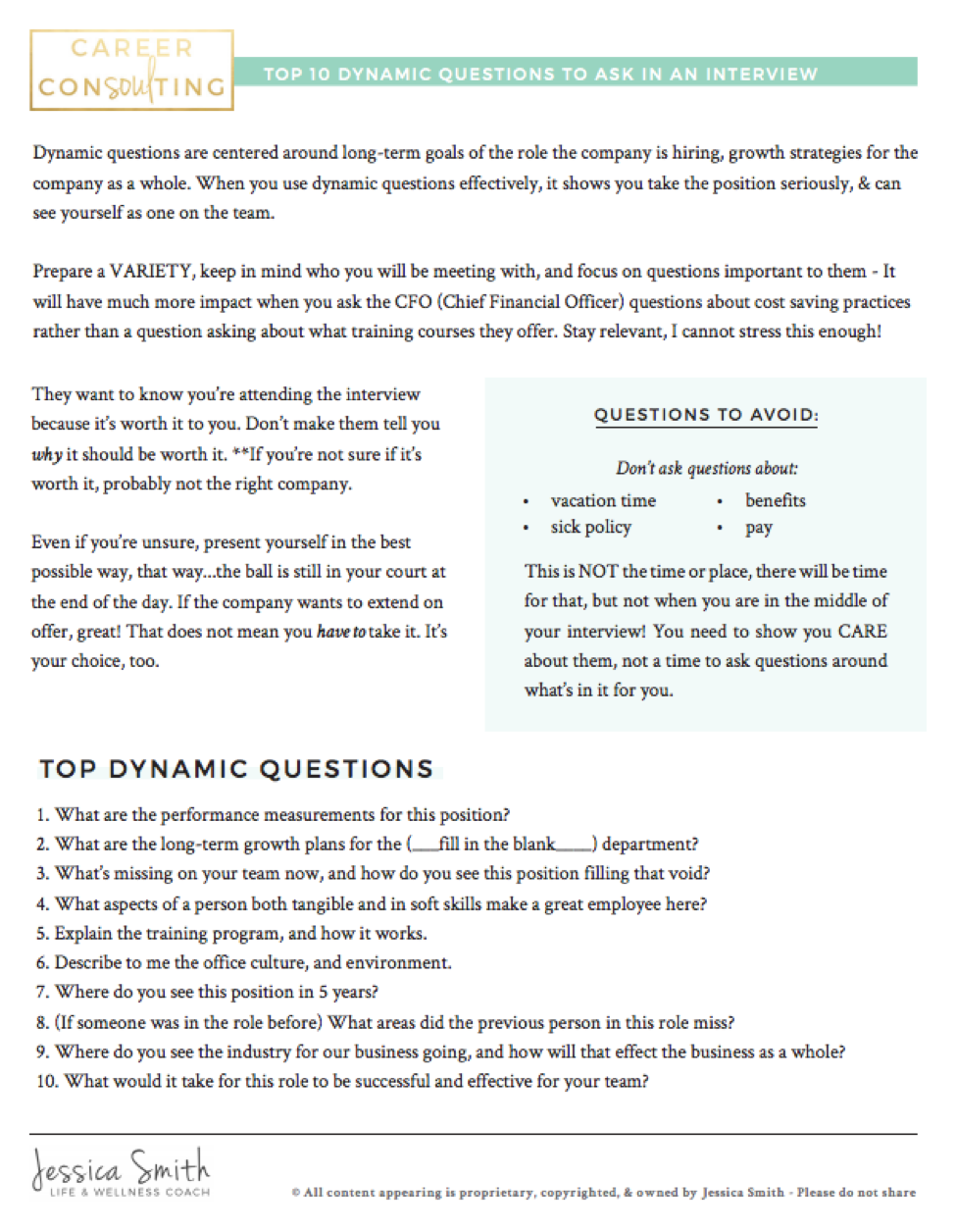 Questions to Ask Co's in Interviews