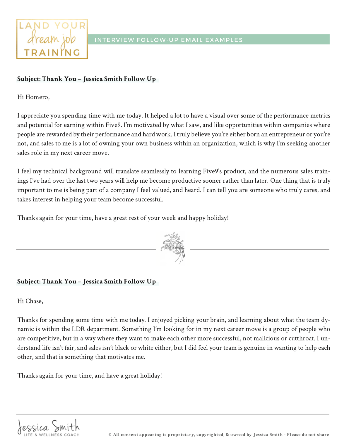 Email Templates - Interview F/U