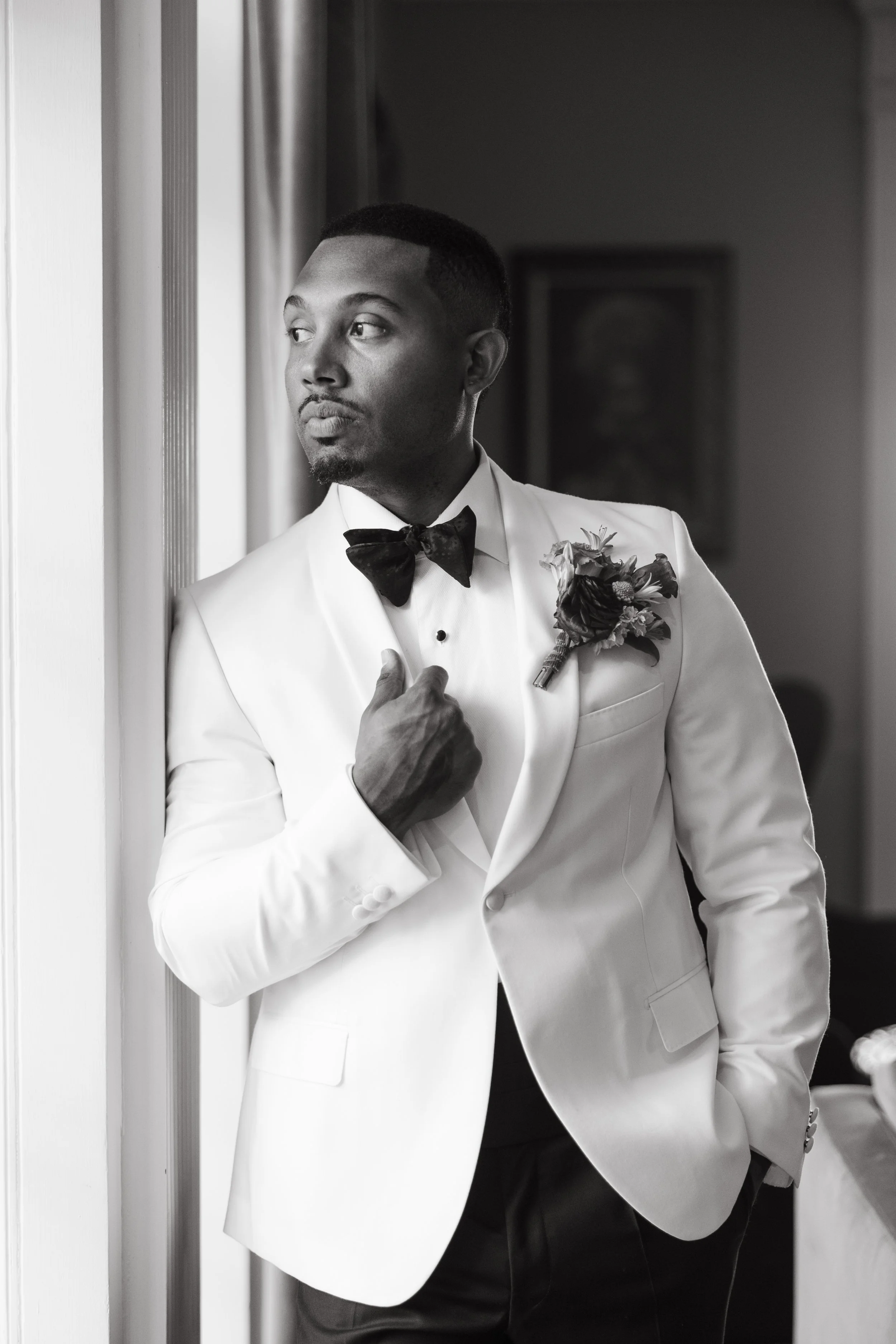 Real groom at styled shoot for a wedding in virginia beach at the cavalier resort