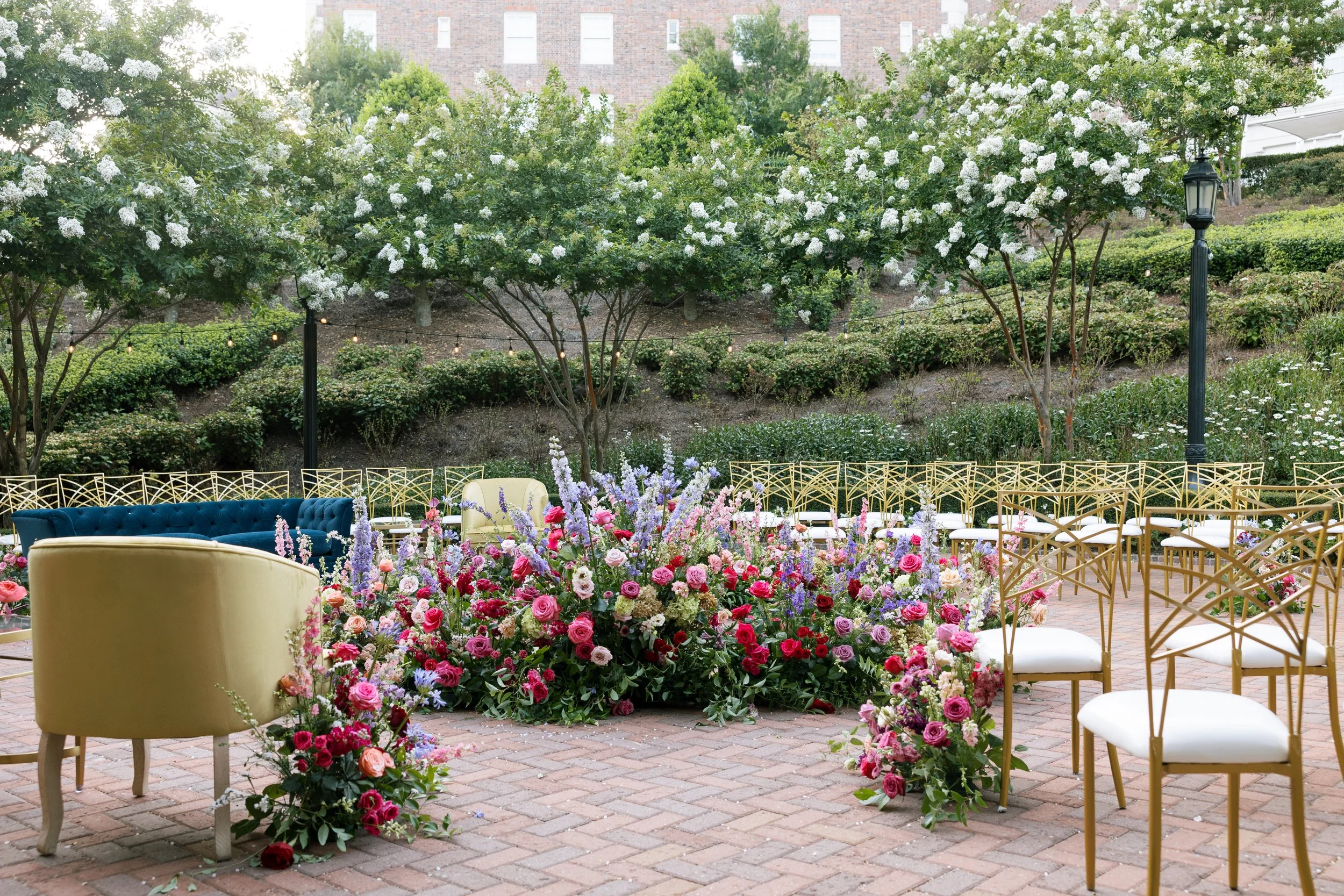 Beautiful floral installation in the Sunken Garden at the Cavalier Resort in Virginia Beach